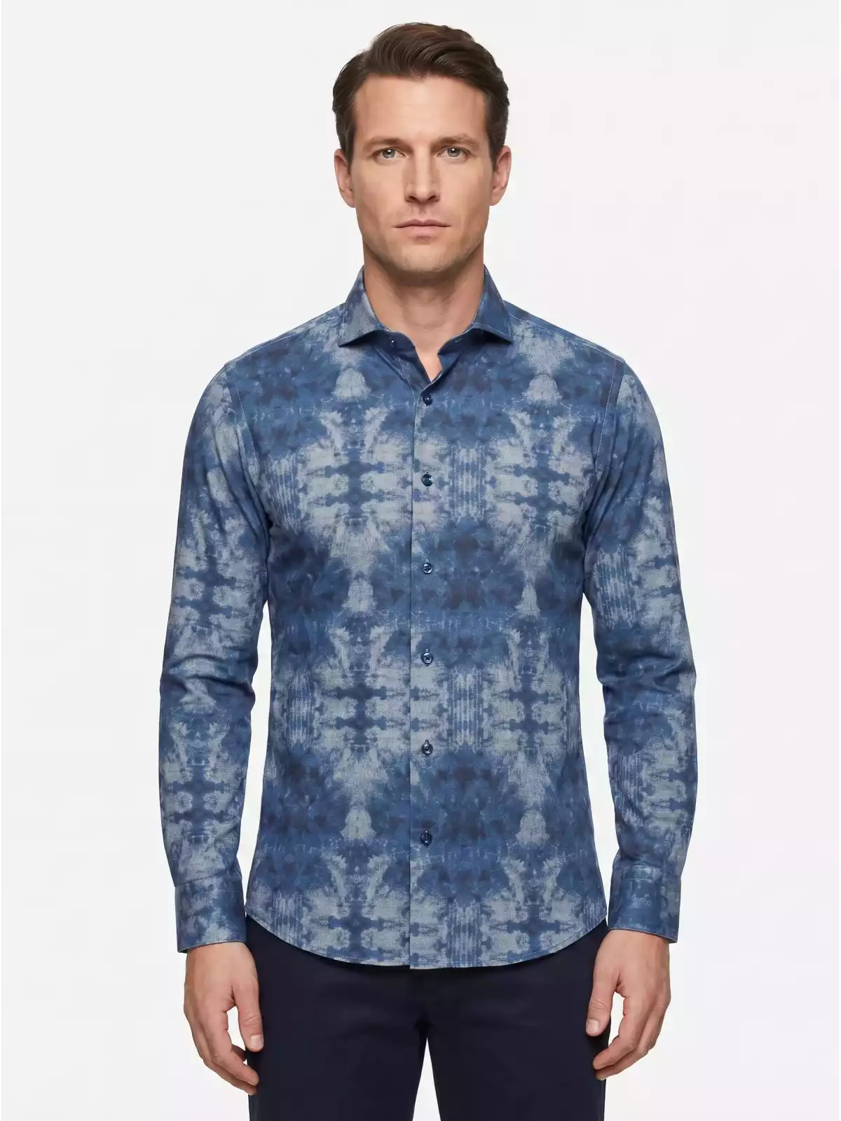 Napoli Uomo - Overhemd Heren - Blauw Print - Italianstyle - Art.nr. NAP24-03