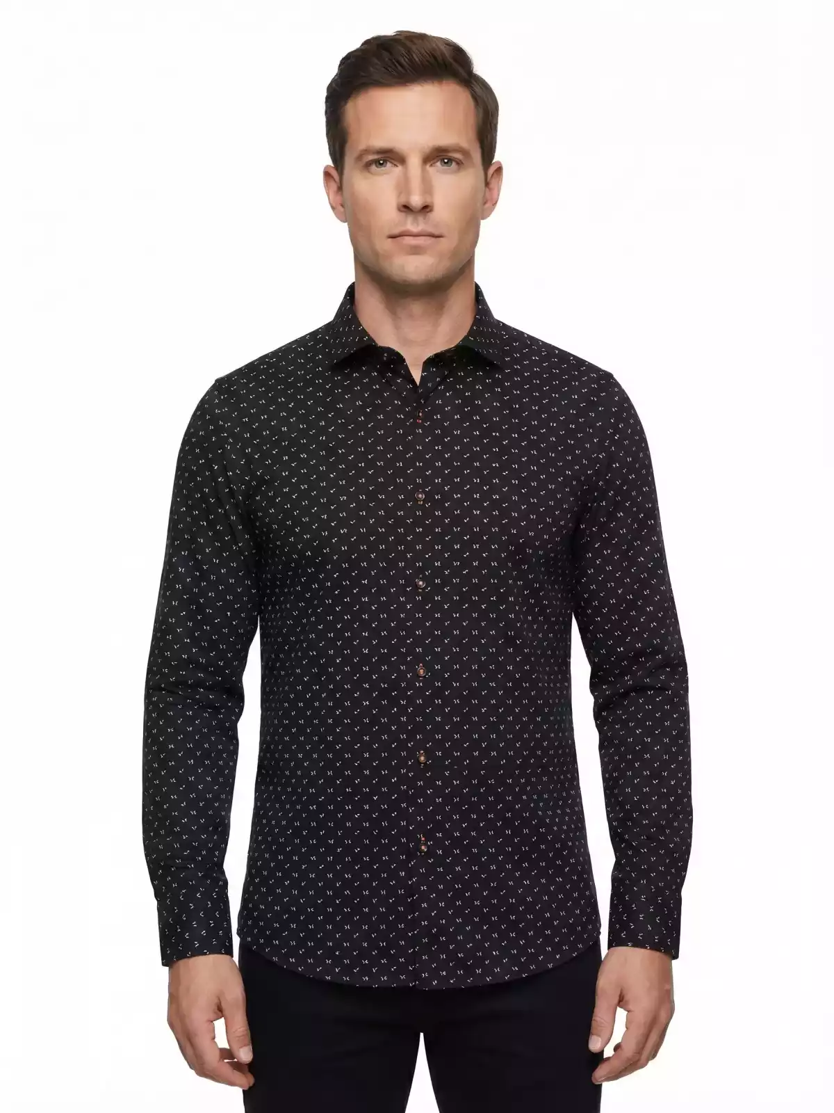 Napoli Uomo - Overhemd Heren - Zwart - Print - Italianstyle - Art.nr. NAP24-10