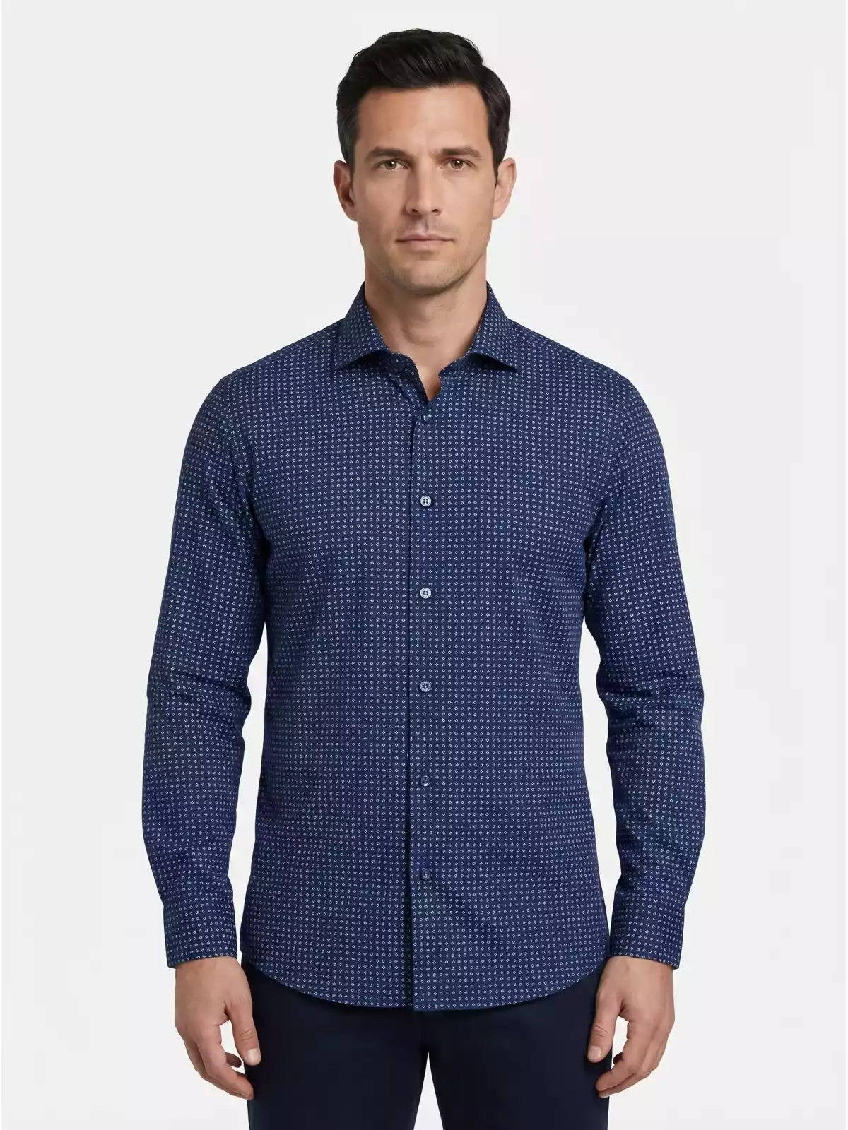 Napoli Uomo - Overhemd Heren - Blauw - Print - Italianstyle - Art.nr. NAP24-19