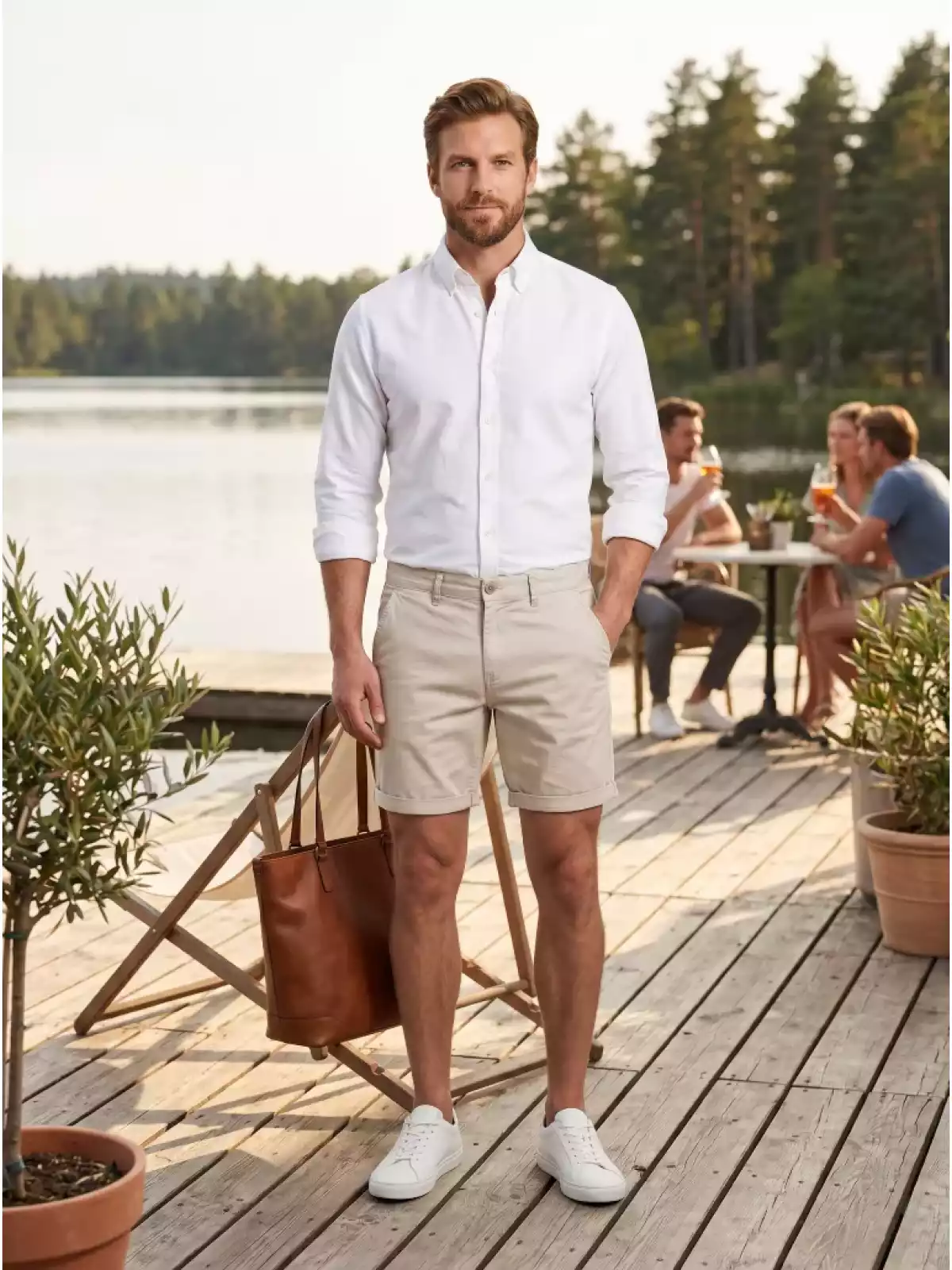 Tailor Stash - Korte Broek Chino - Stone White