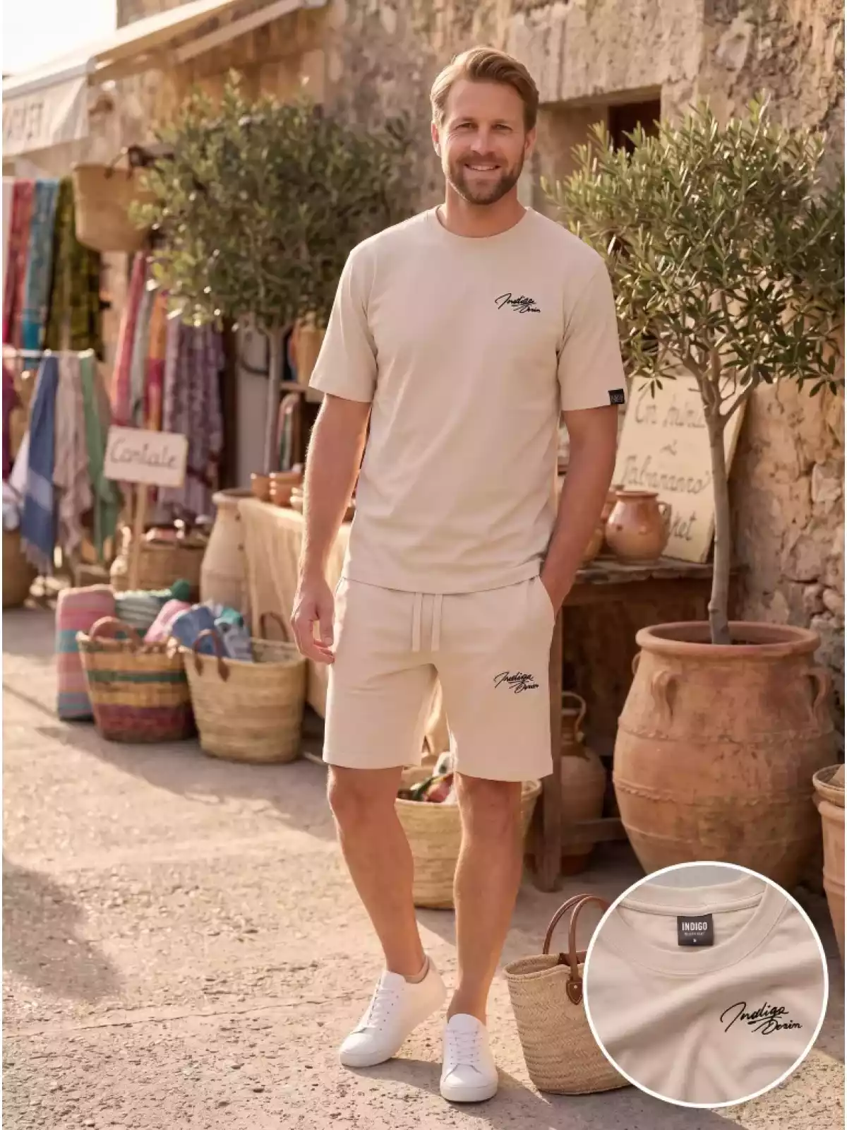 Indigo Denim - Jogging Zomerset Katoen - Licht Beige