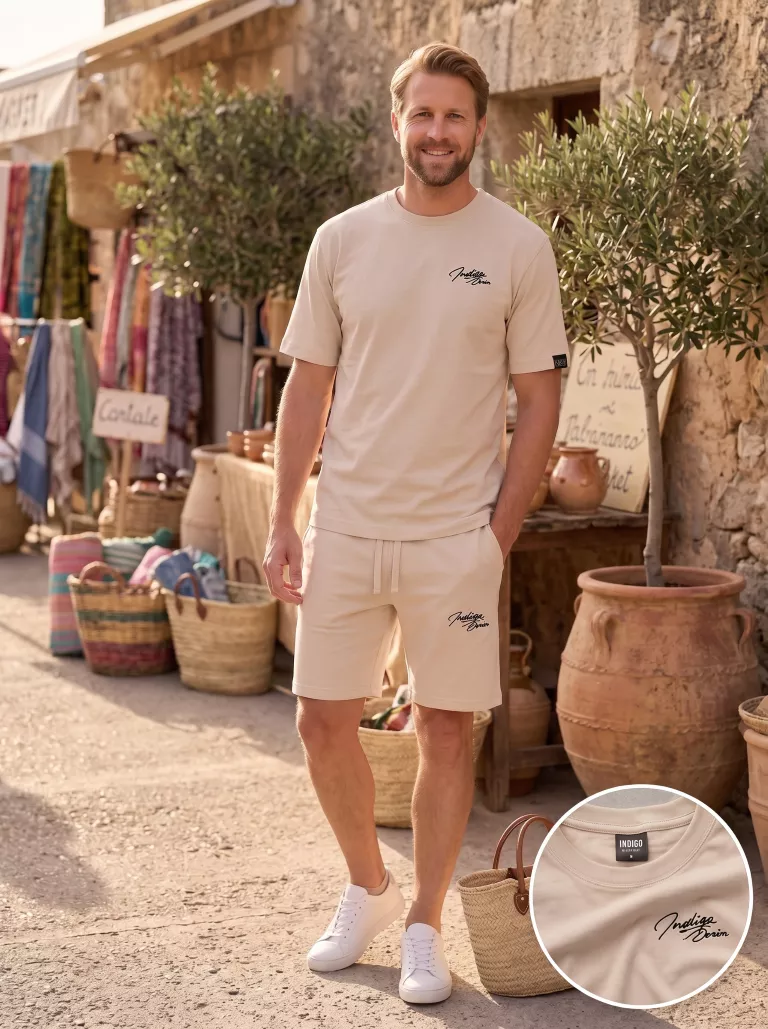 Indigo Denim - Jogging Zomerset Katoen - Licht Beige