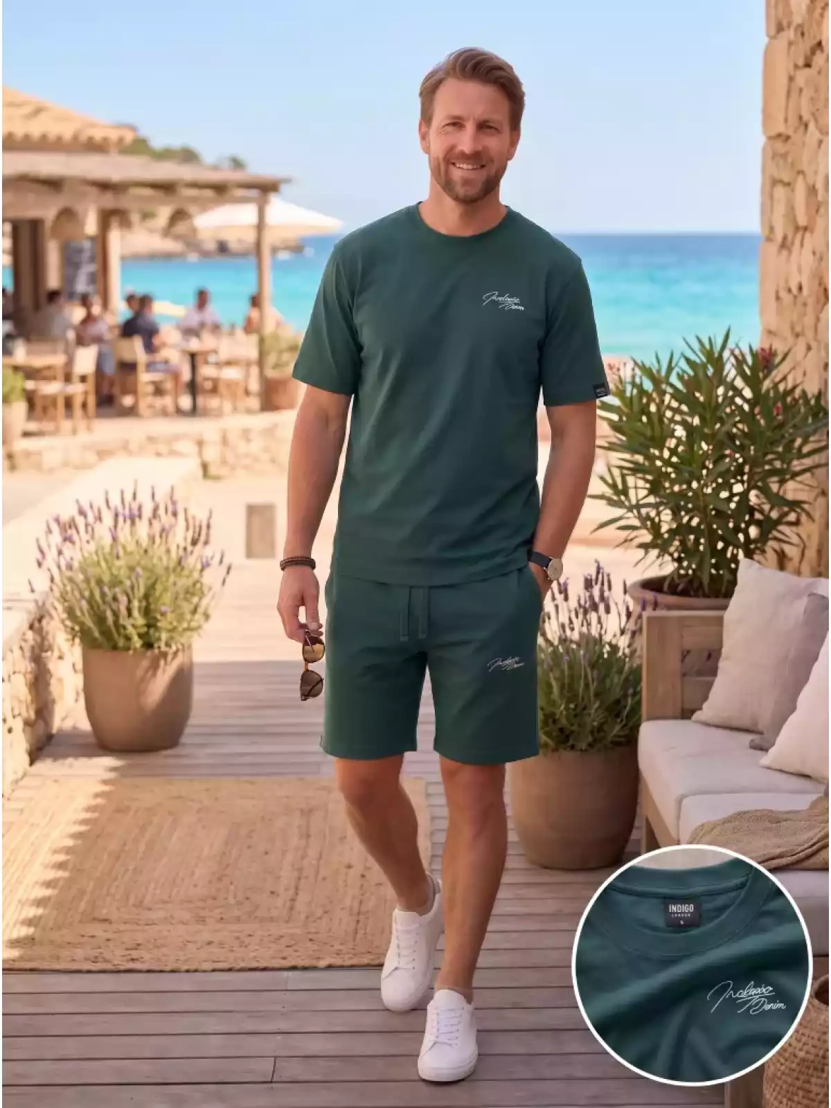 Indigo Denim - Jogging Zomerset Katoen - Aqua Green